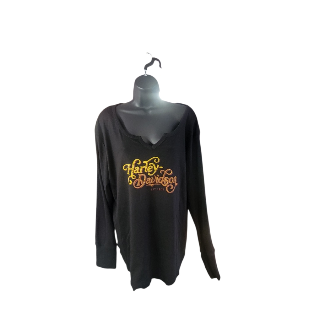 Harley-Davidson Black Shirt with Orange Logo